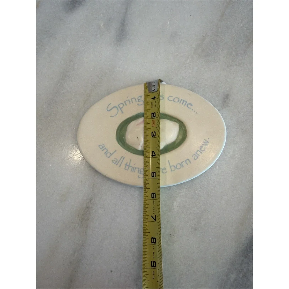 Vtg Russ ceramic easter wall plaque Spring Has Come And All Things Are Born Anew